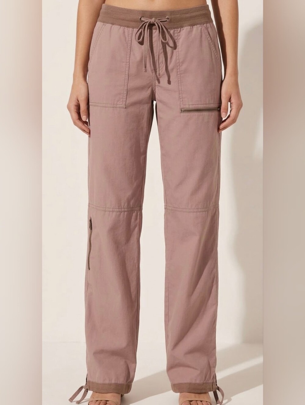 Old Navy Nylon Low Waist Khaki Pants Size 4 Lo Low Rise Bootcut Cargo Boot Flare